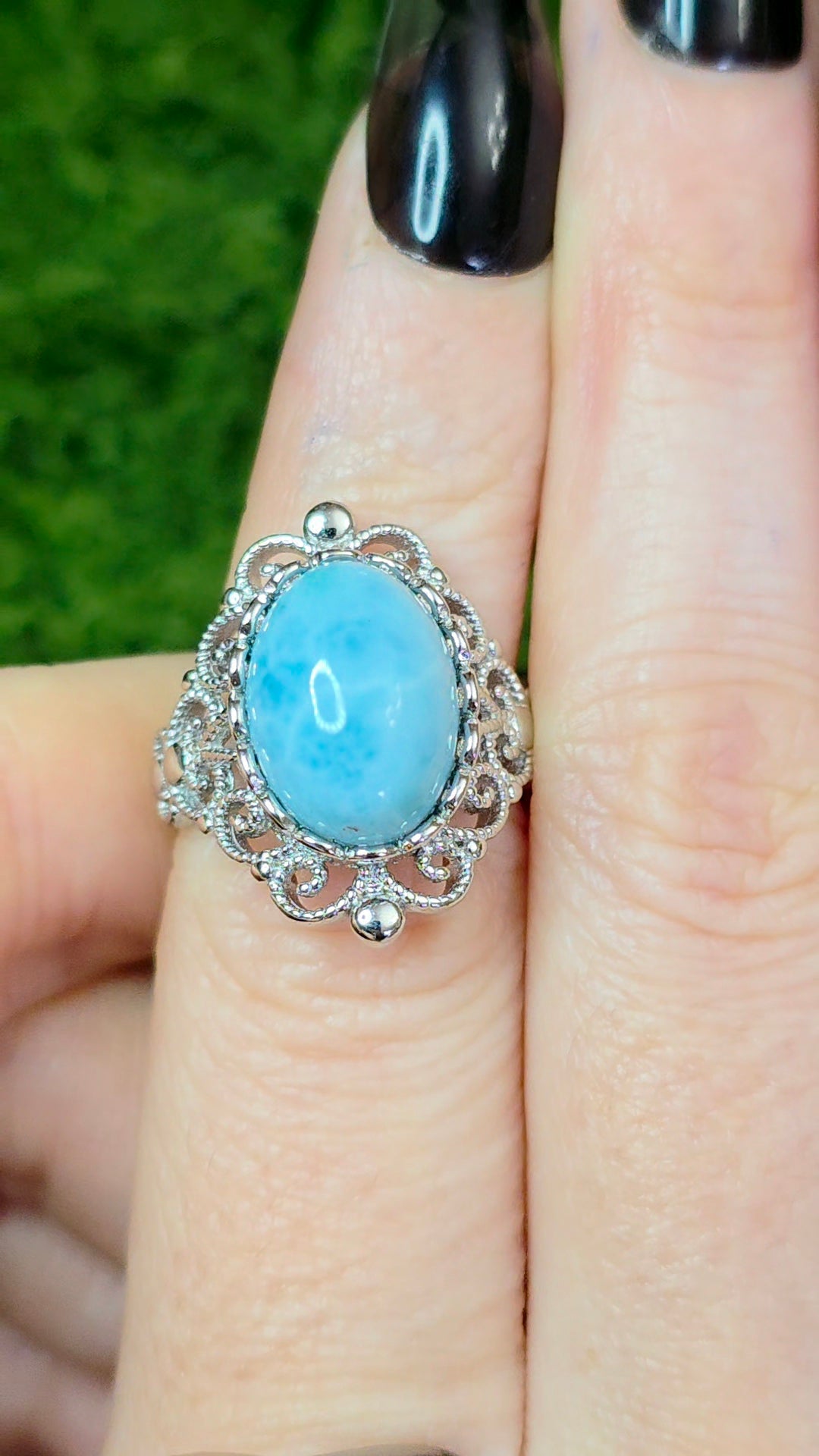 Larimar Filigree Ring