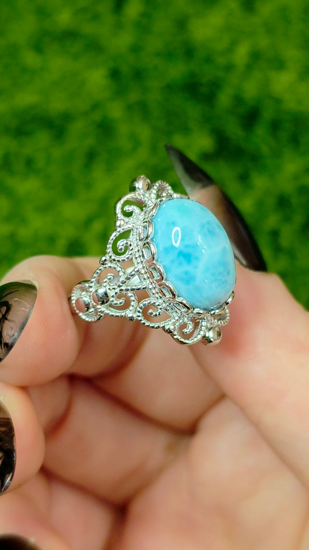 Larimar Filigree Ring