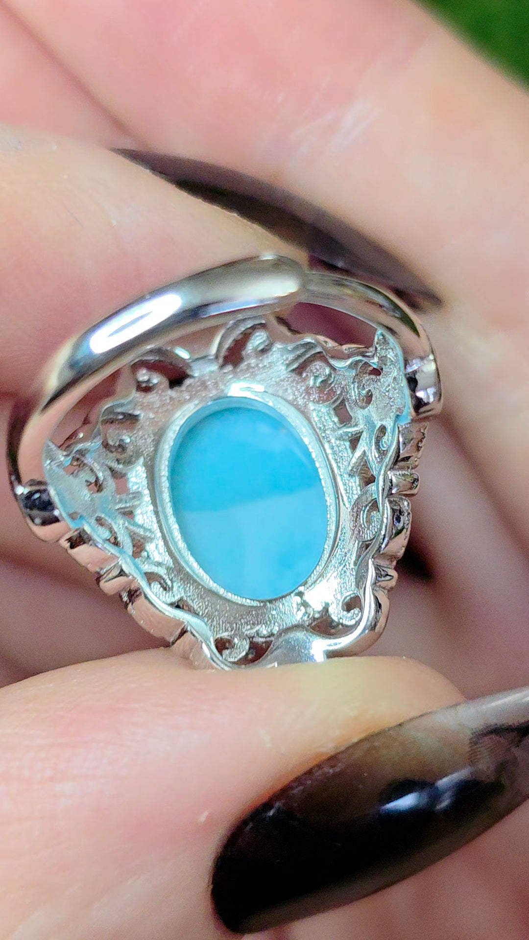 Larimar Filigree Ring