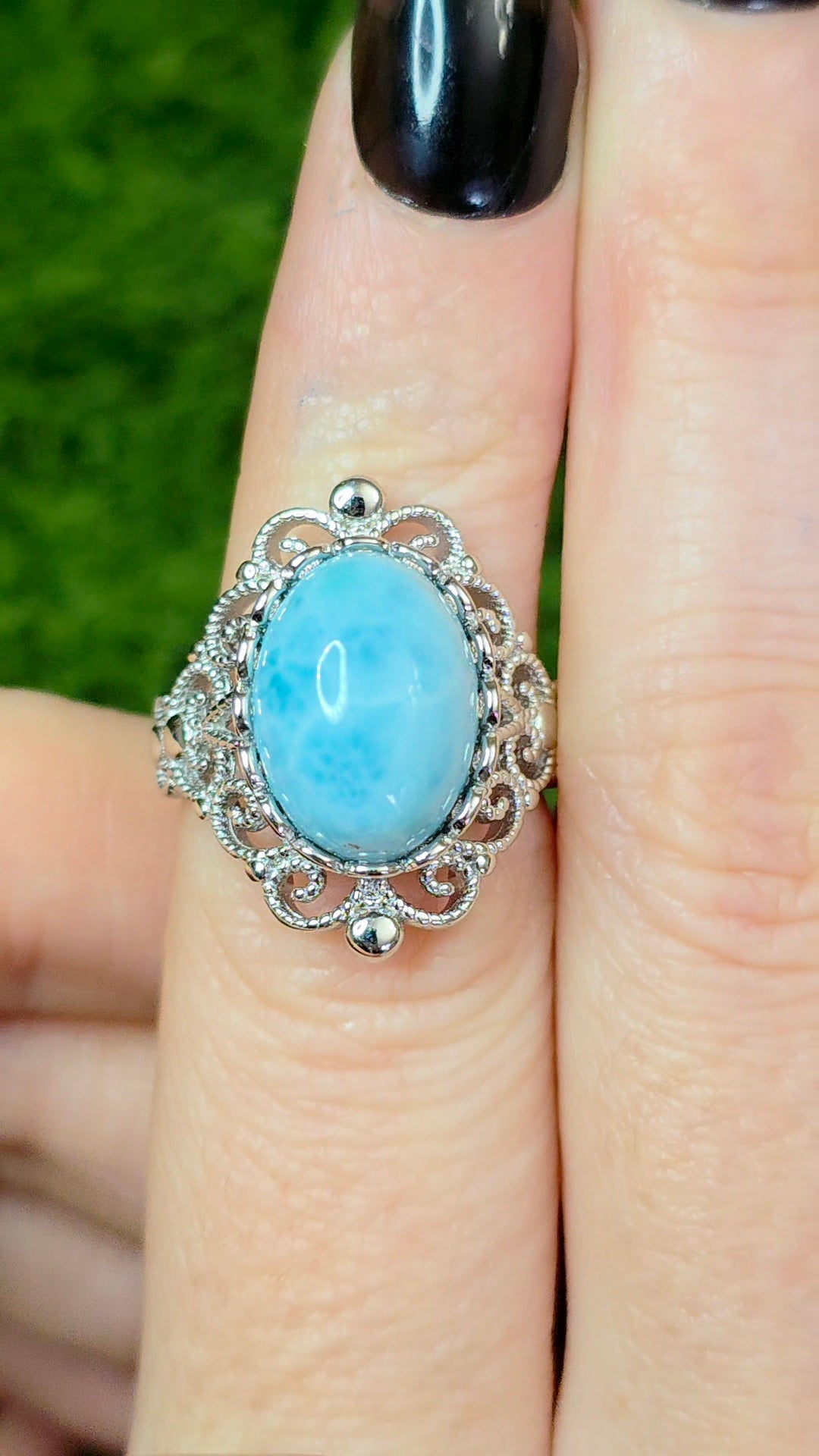 Larimar Filigree Ring