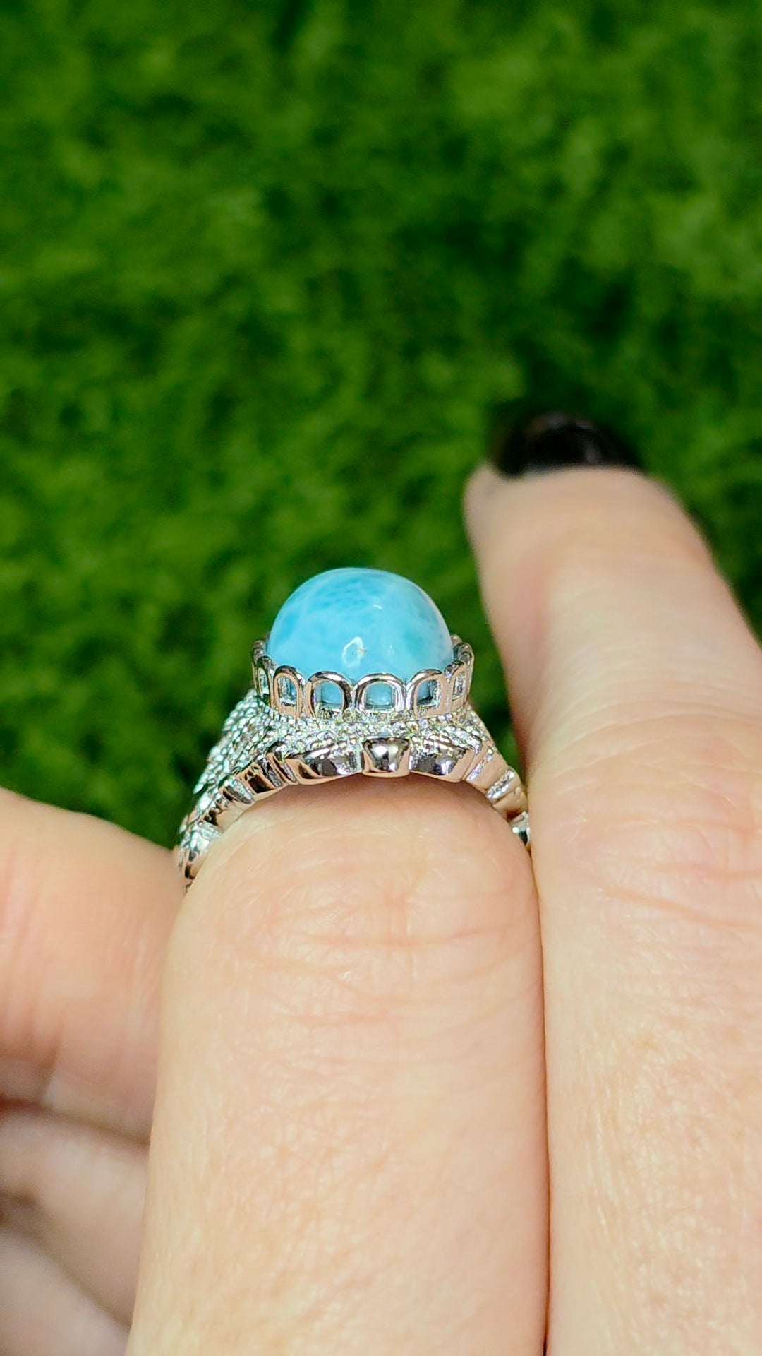 Larimar Filigree Ring