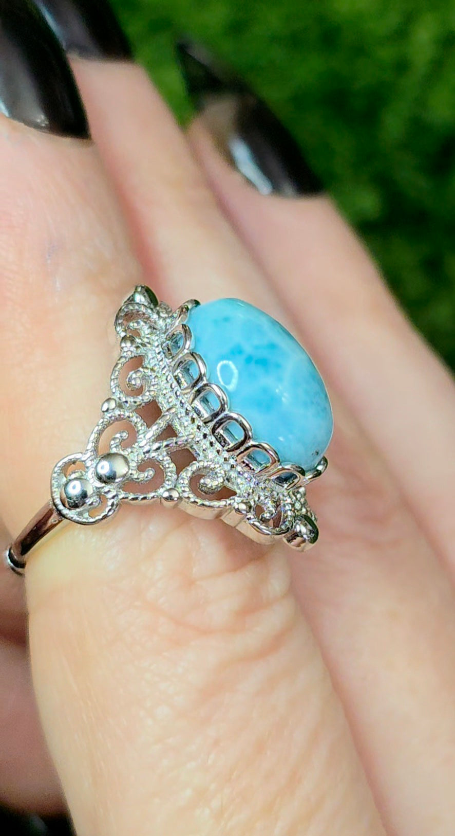 Larimar Filigree Ring
