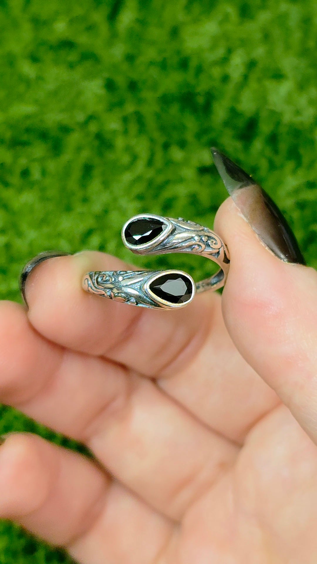 Black Spinel Wrap Ring