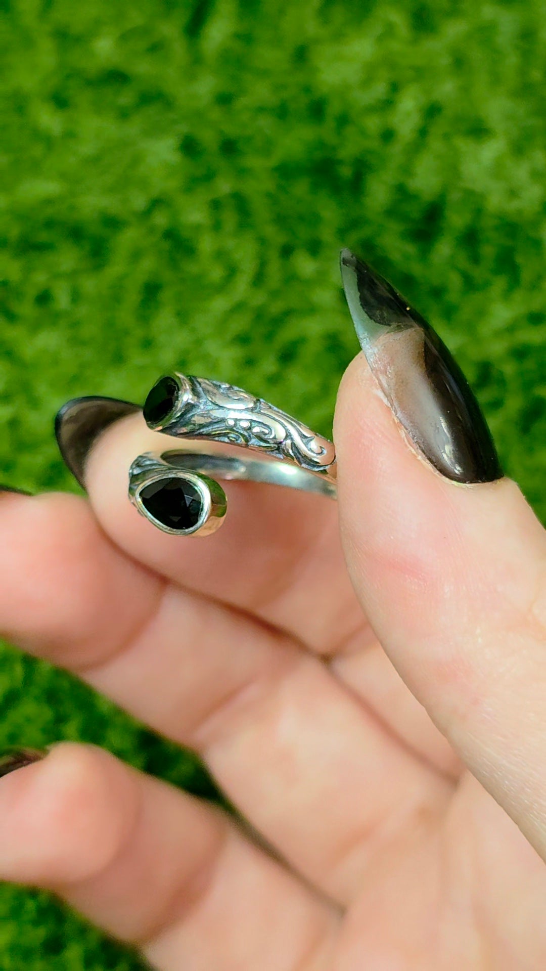 Black Spinel Wrap Ring