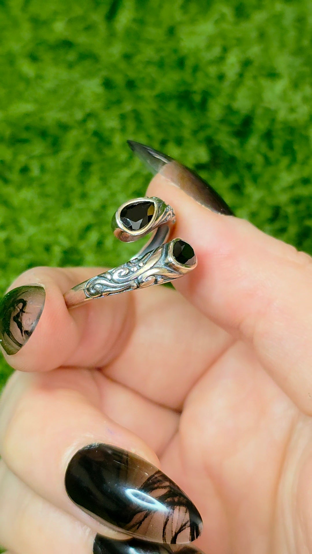 Black Spinel Wrap Ring