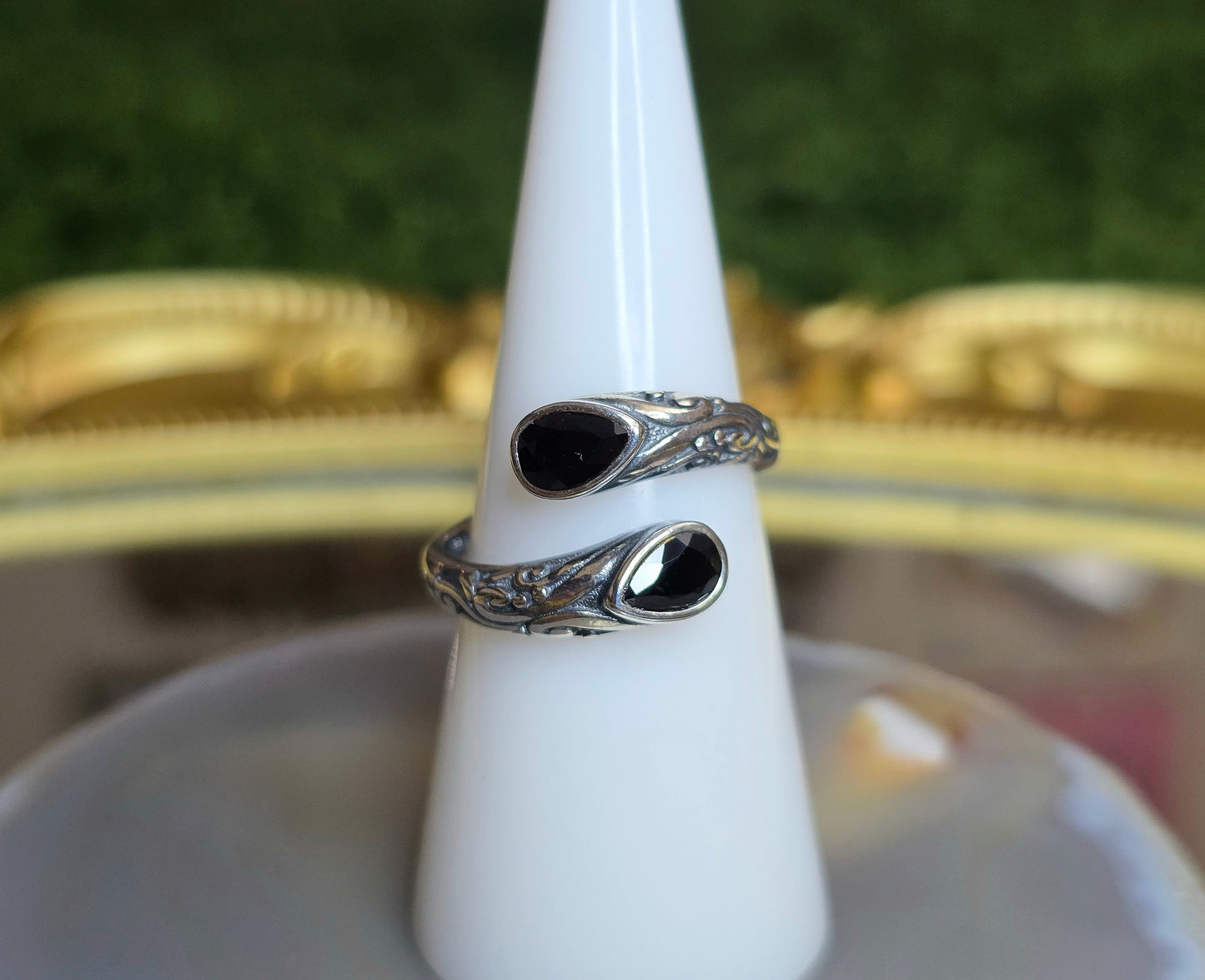 Black Spinel Wrap Ring