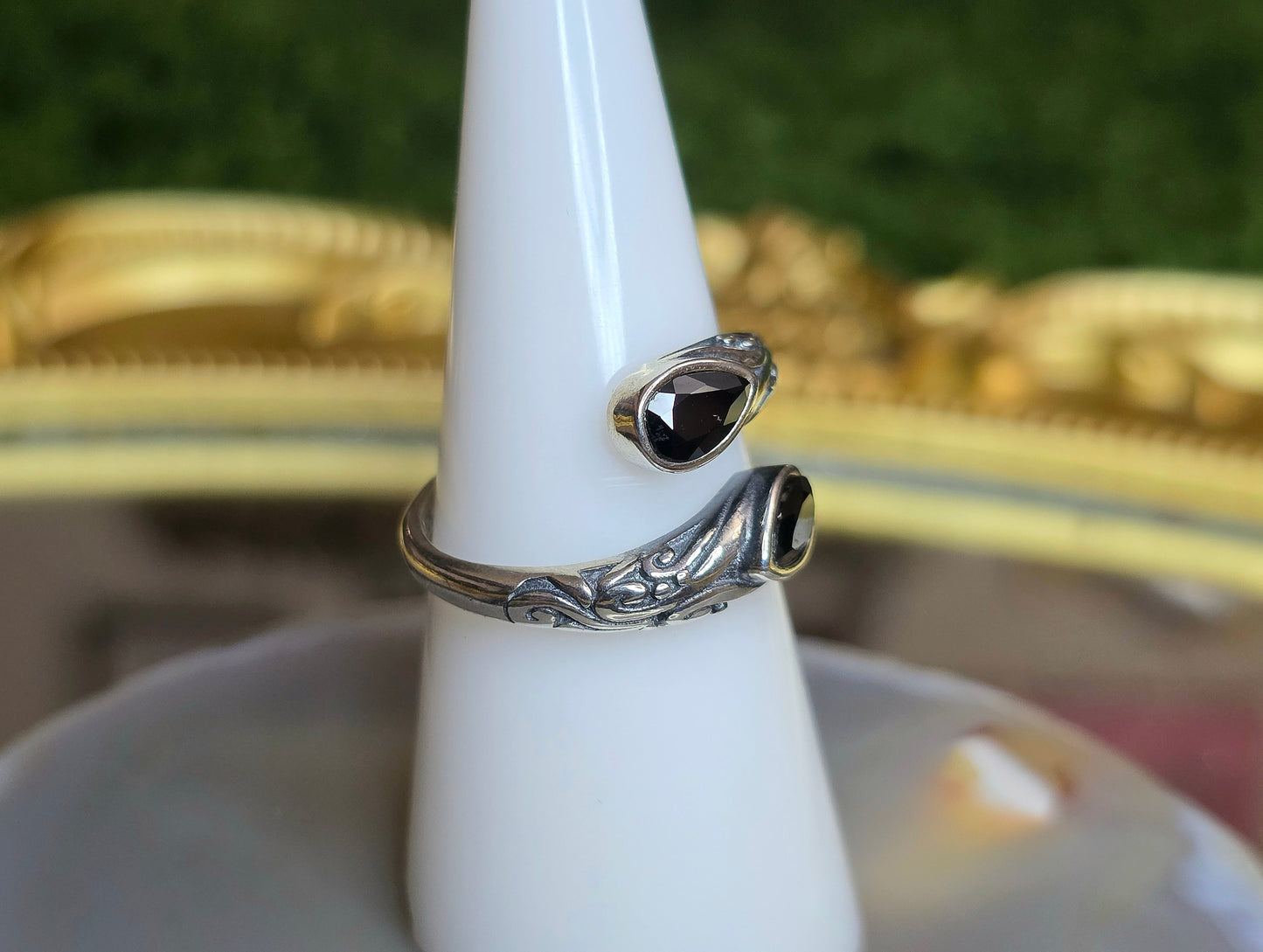Black Spinel Wrap Ring