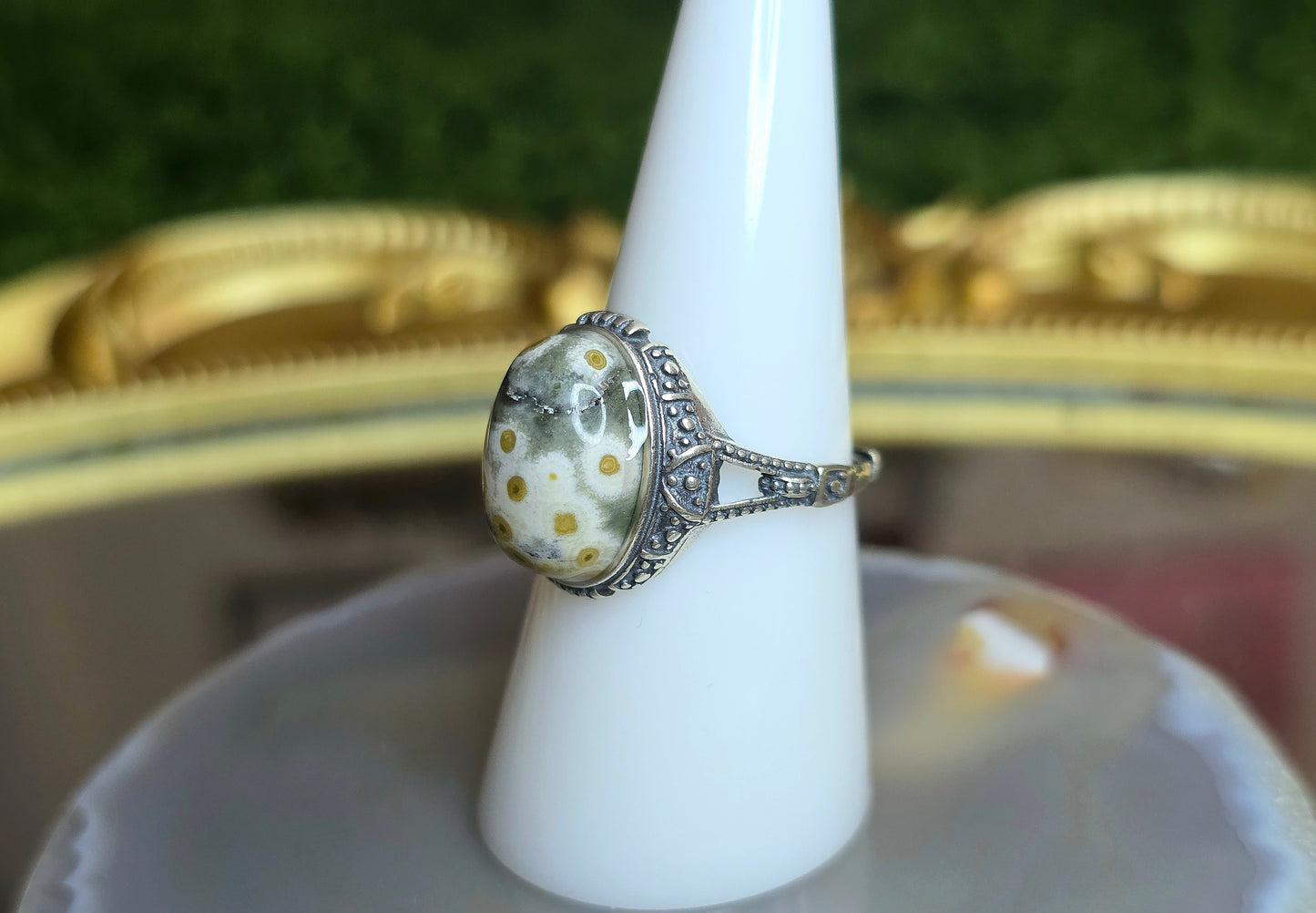 Orbicular Sea Jasper Ring A