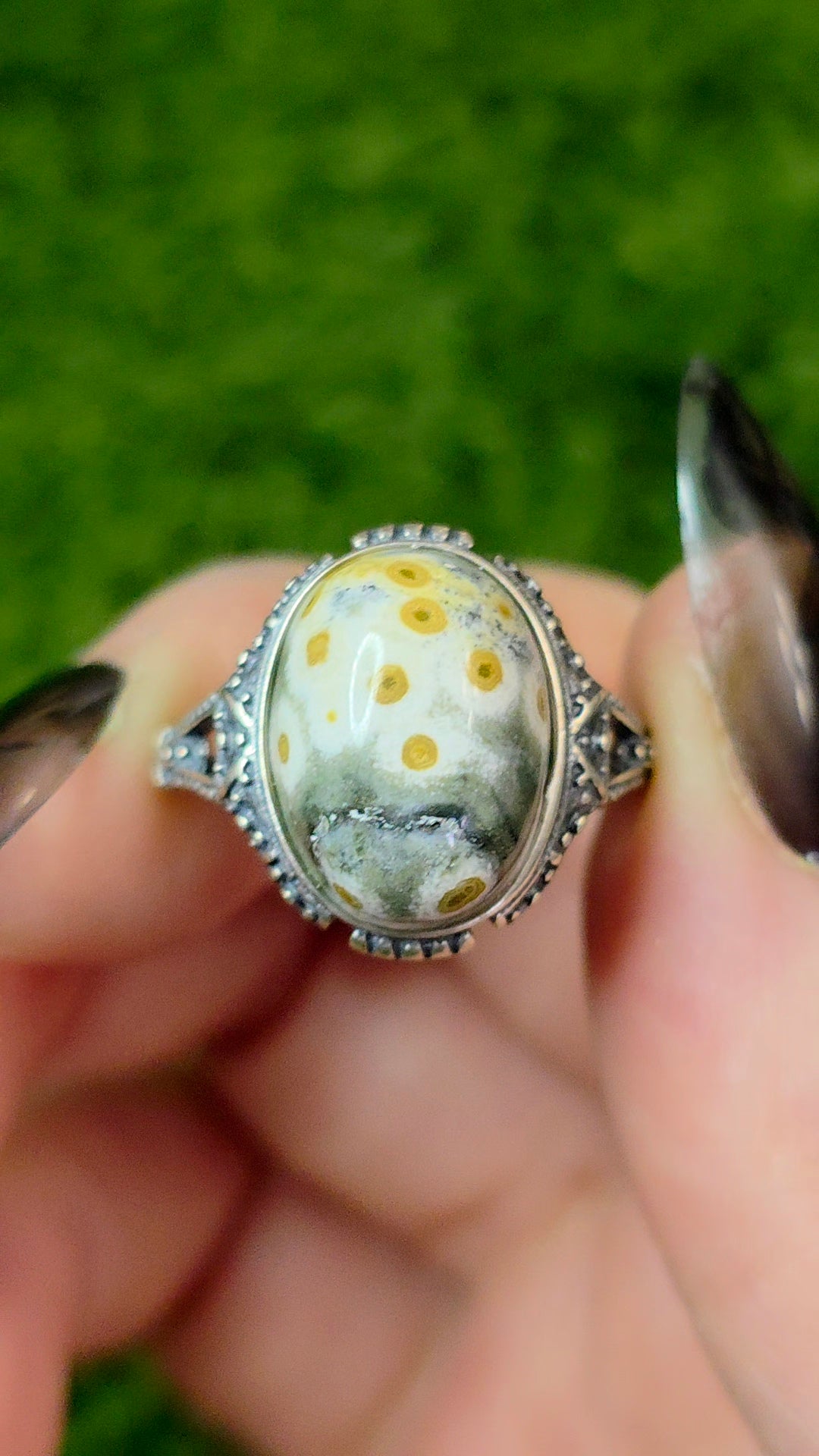 Orbicular Sea Jasper Ring A