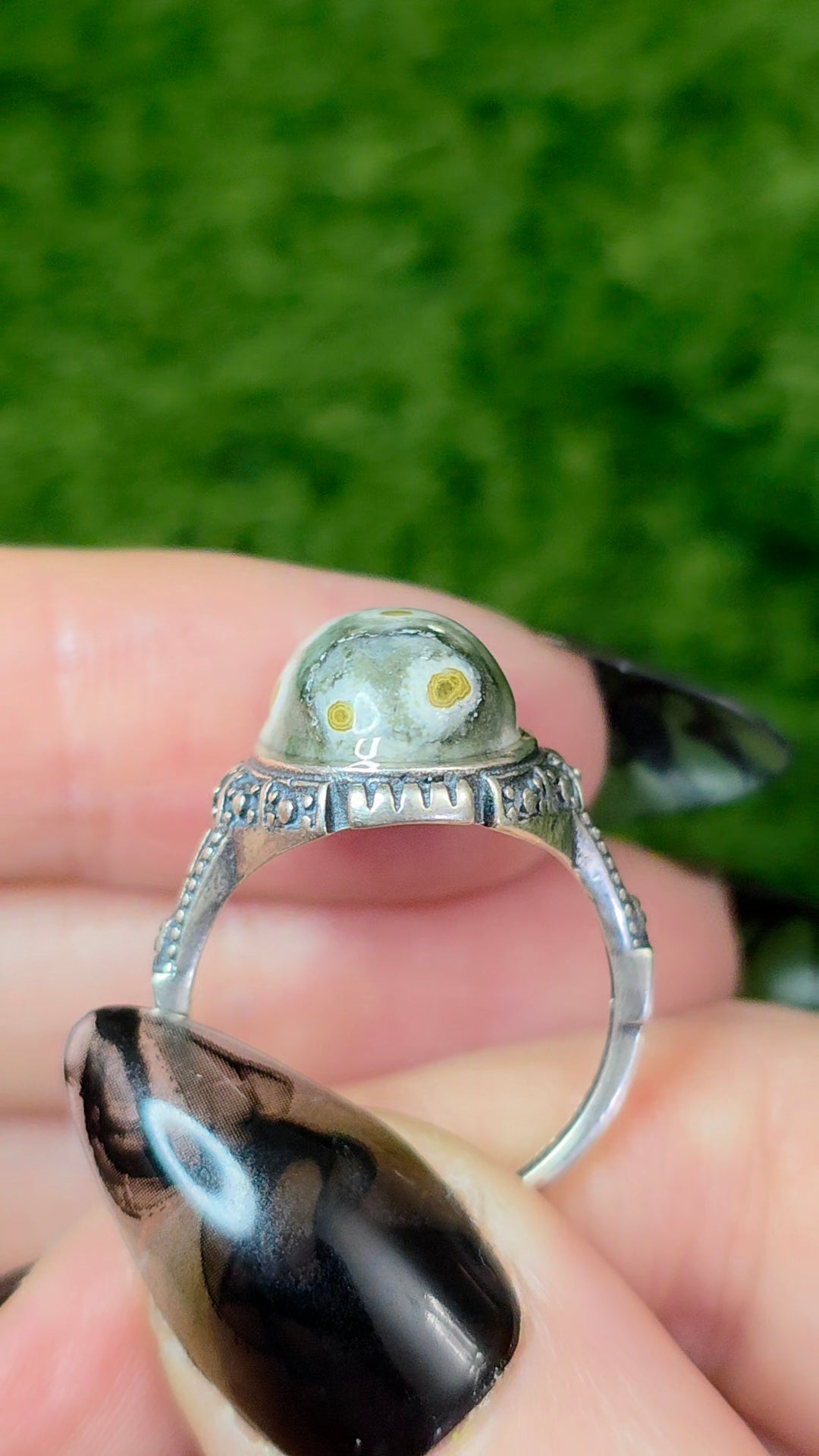 Orbicular Sea Jasper Ring A