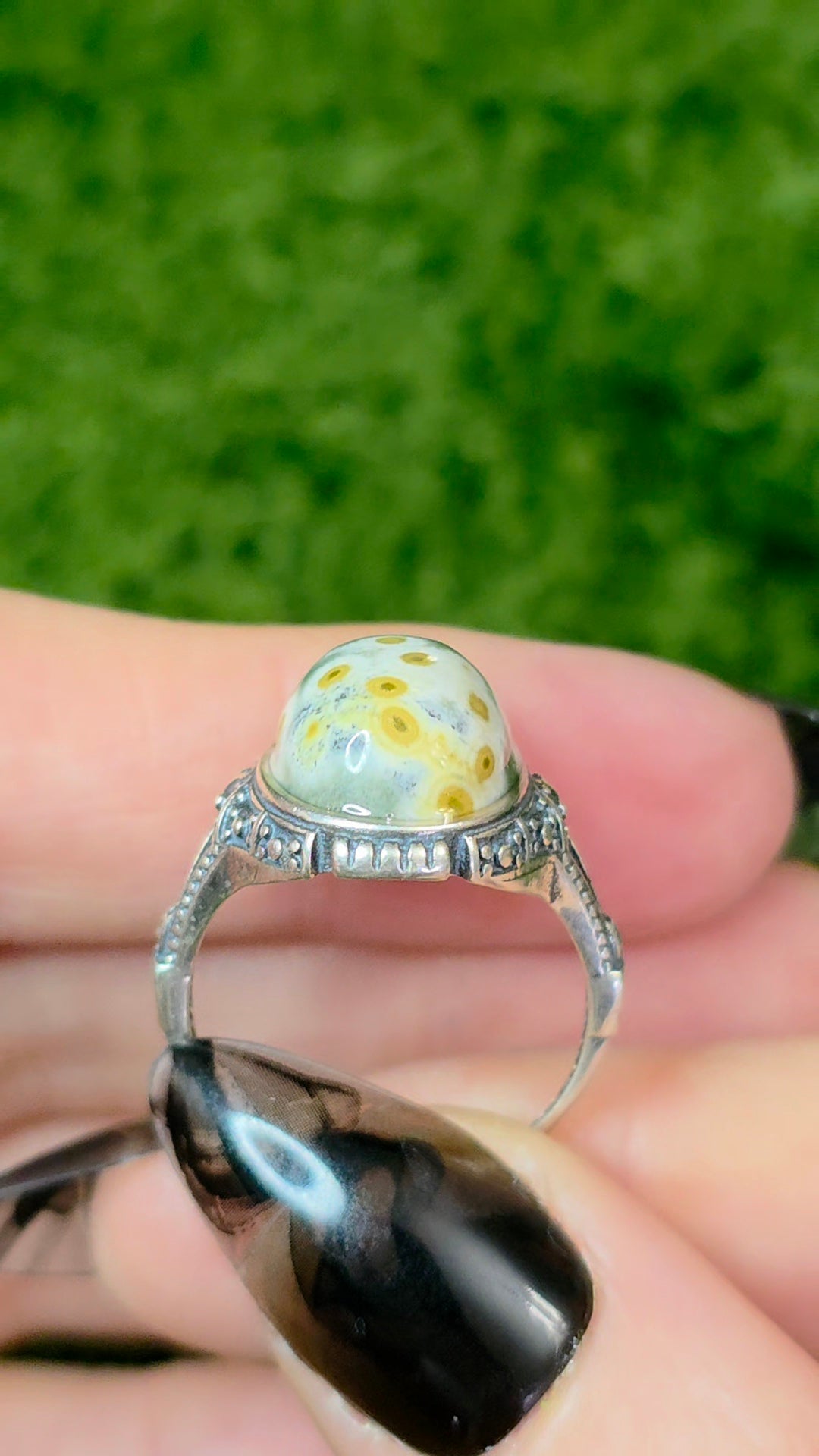 Orbicular Sea Jasper Ring A