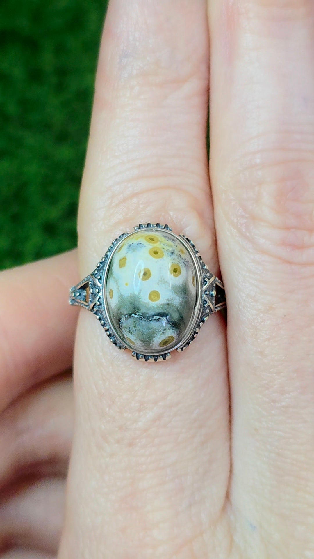 Orbicular Sea Jasper Ring A