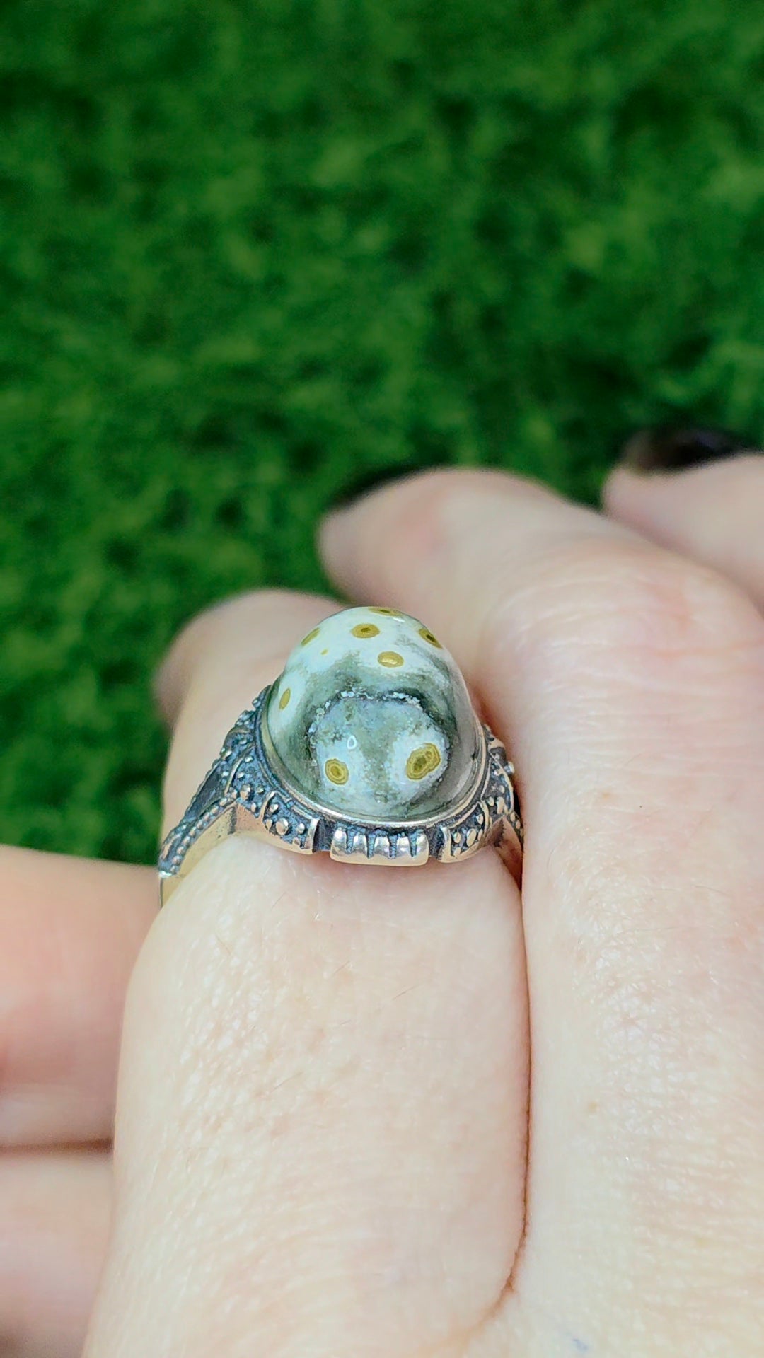 Orbicular Sea Jasper Ring A