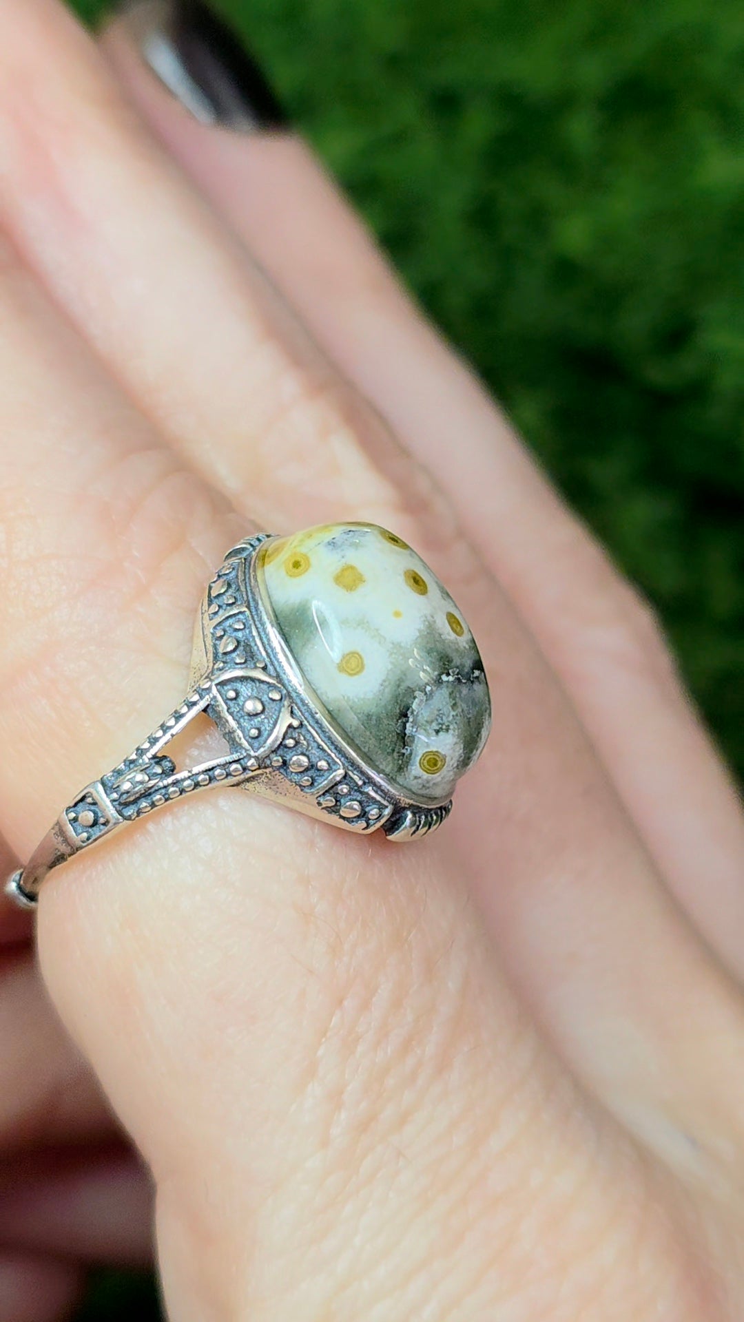 Orbicular Sea Jasper Ring A