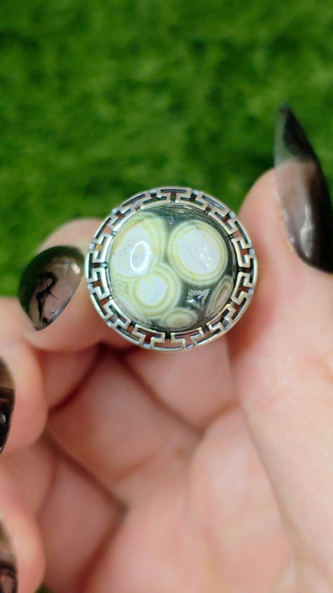 Orbicular Sea Jasper Ring B
