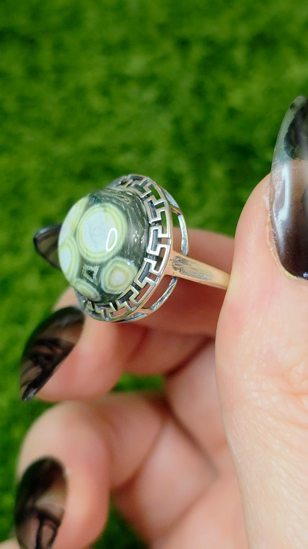 Orbicular Sea Jasper Ring B