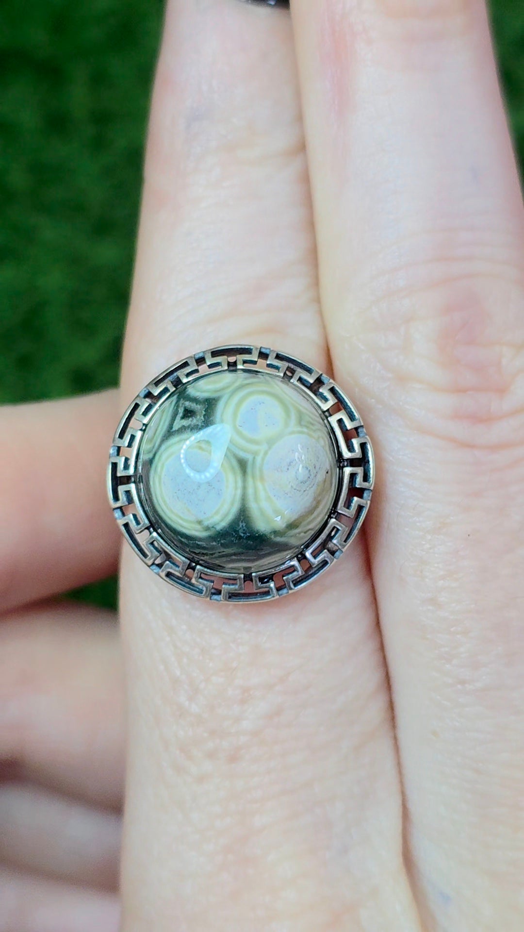 Orbicular Sea Jasper Ring B