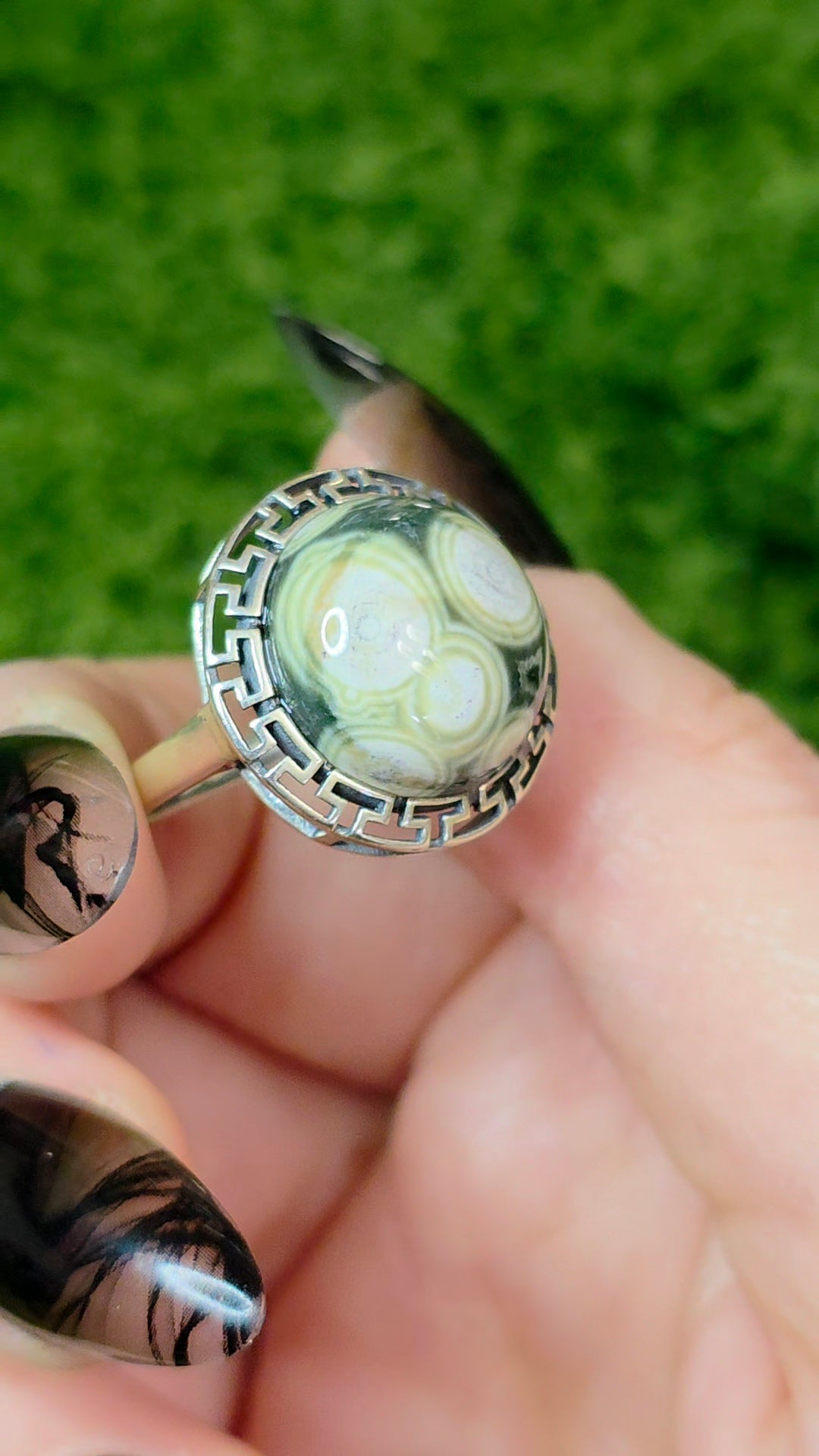 Orbicular Sea Jasper Ring B