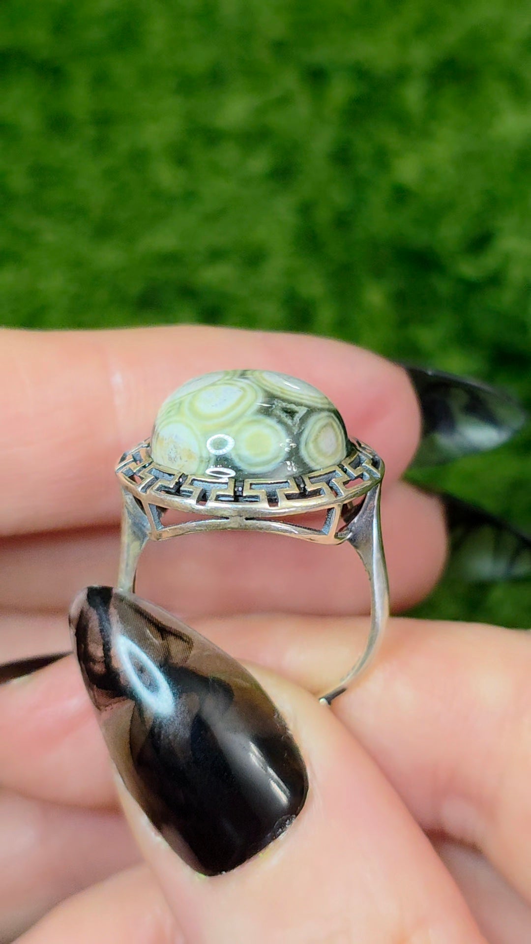 Orbicular Sea Jasper Ring B