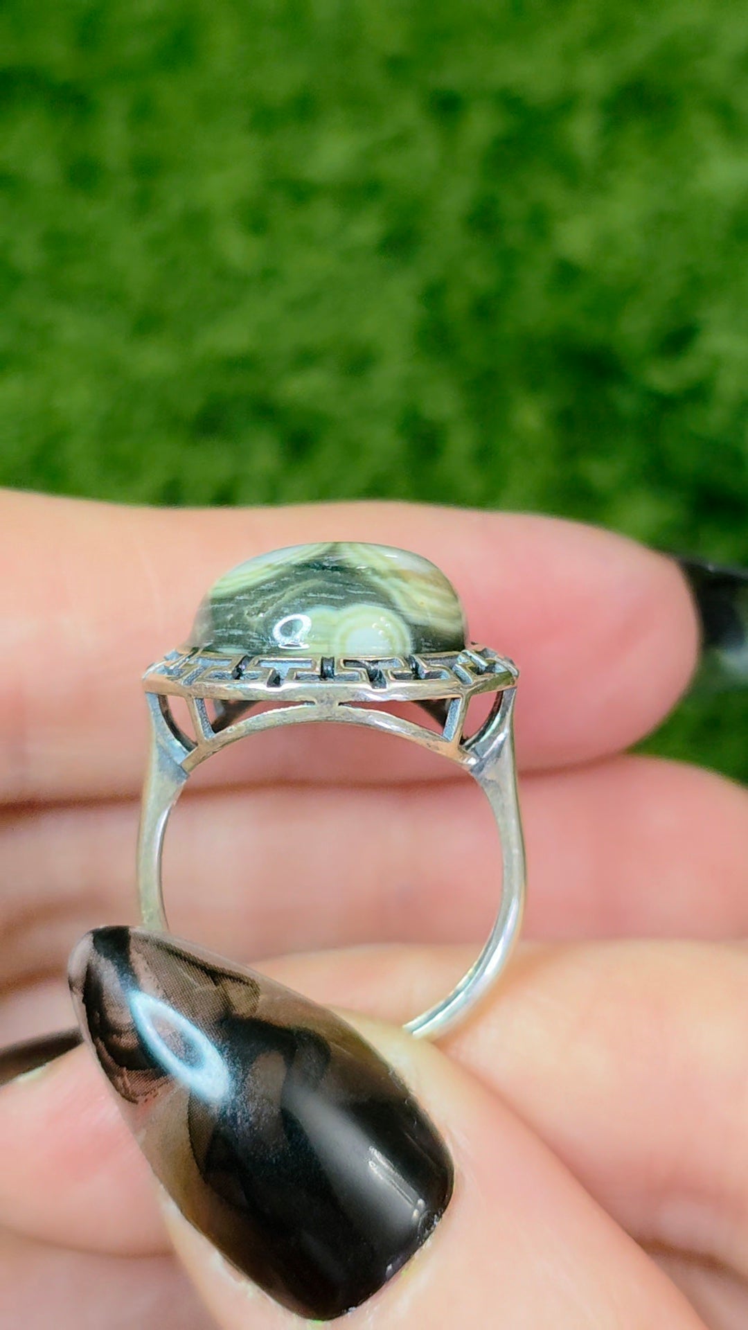 Orbicular Sea Jasper Ring B