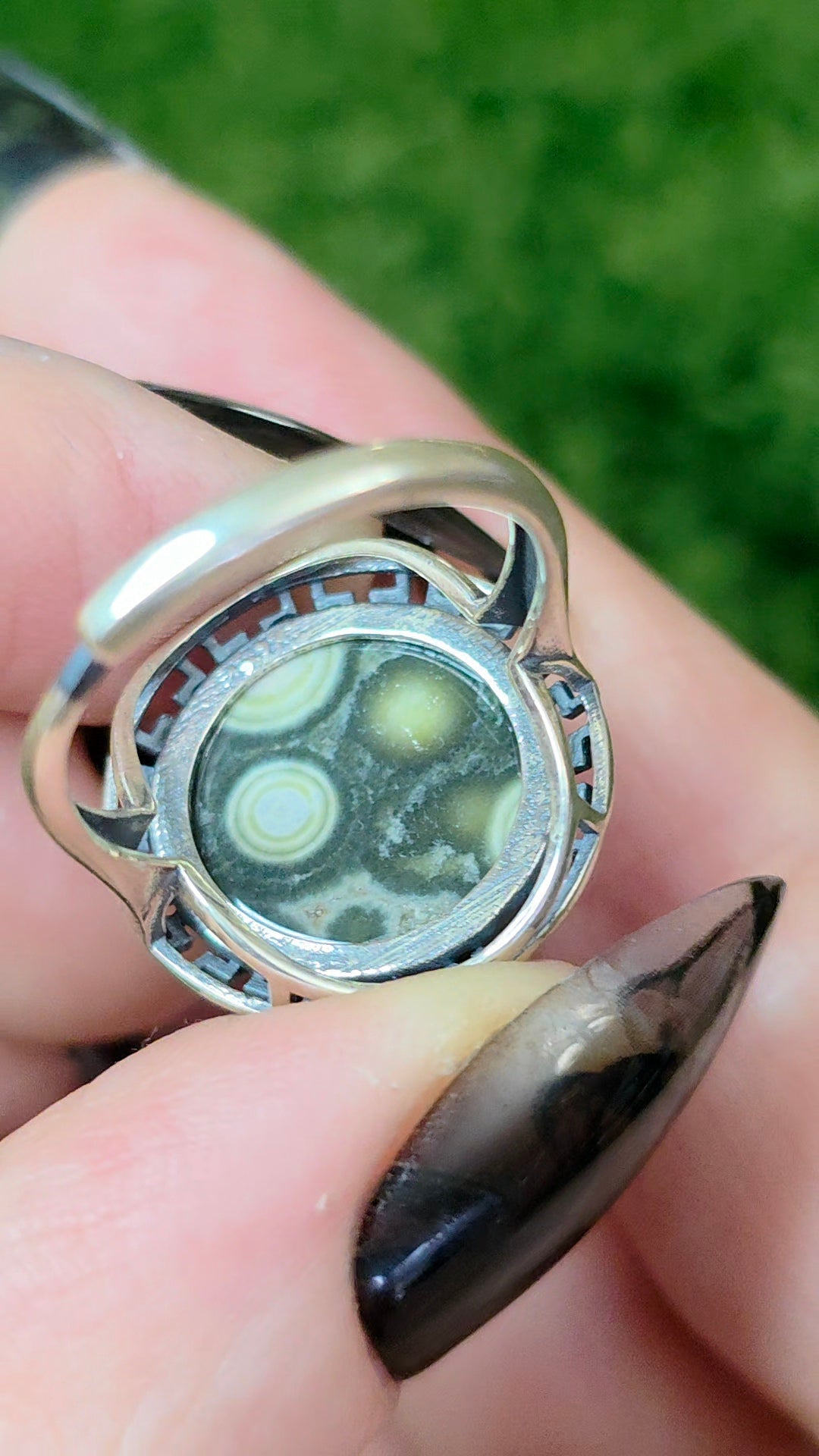 Orbicular Sea Jasper Ring B