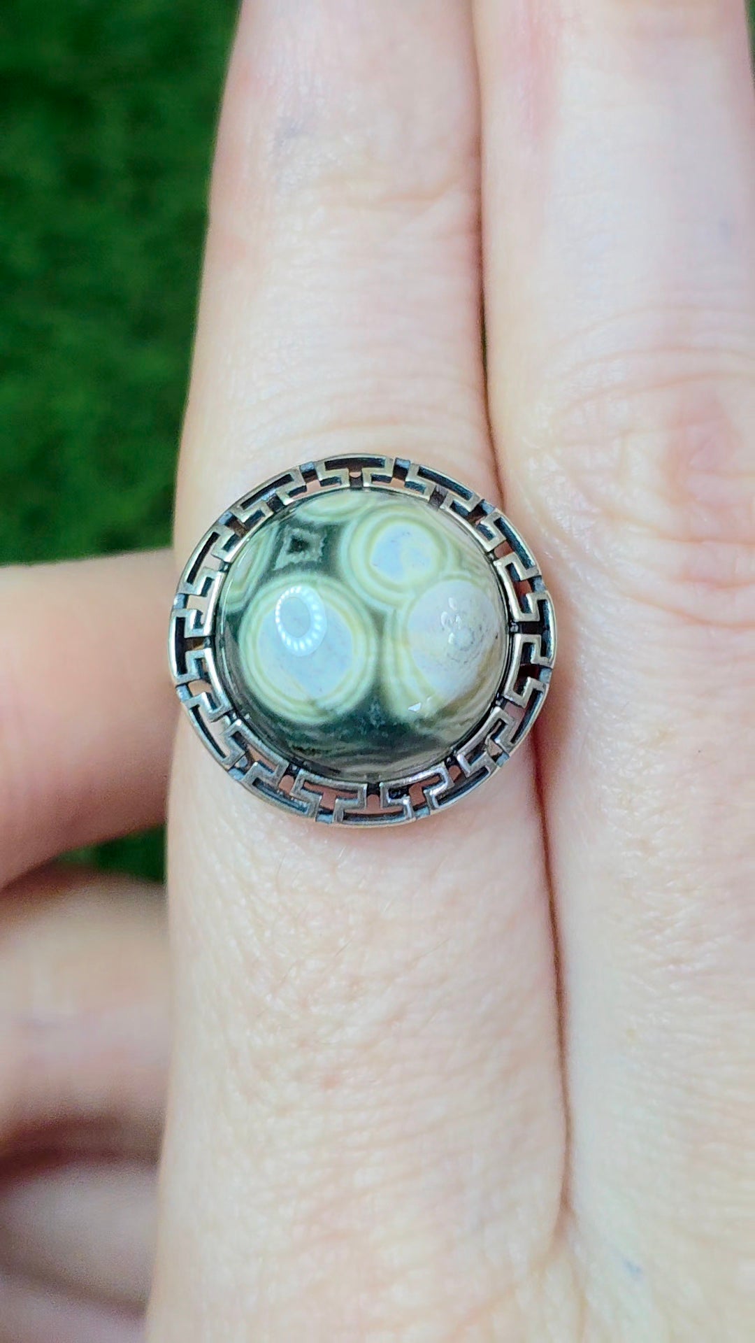 Orbicular Sea Jasper Ring B