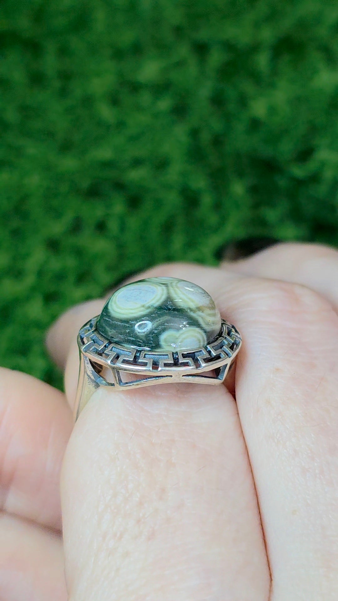 Orbicular Sea Jasper Ring B