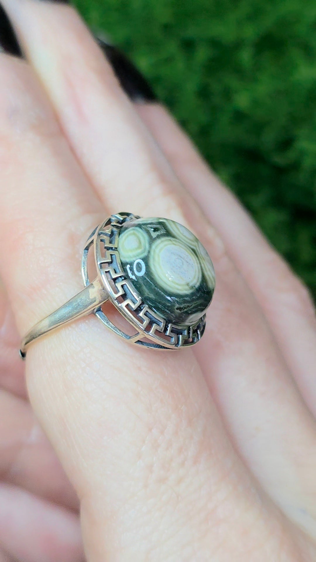 Orbicular Sea Jasper Ring B