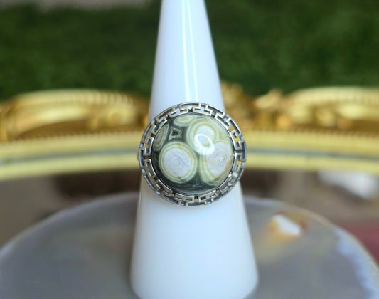 Orbicular Sea Jasper Ring B