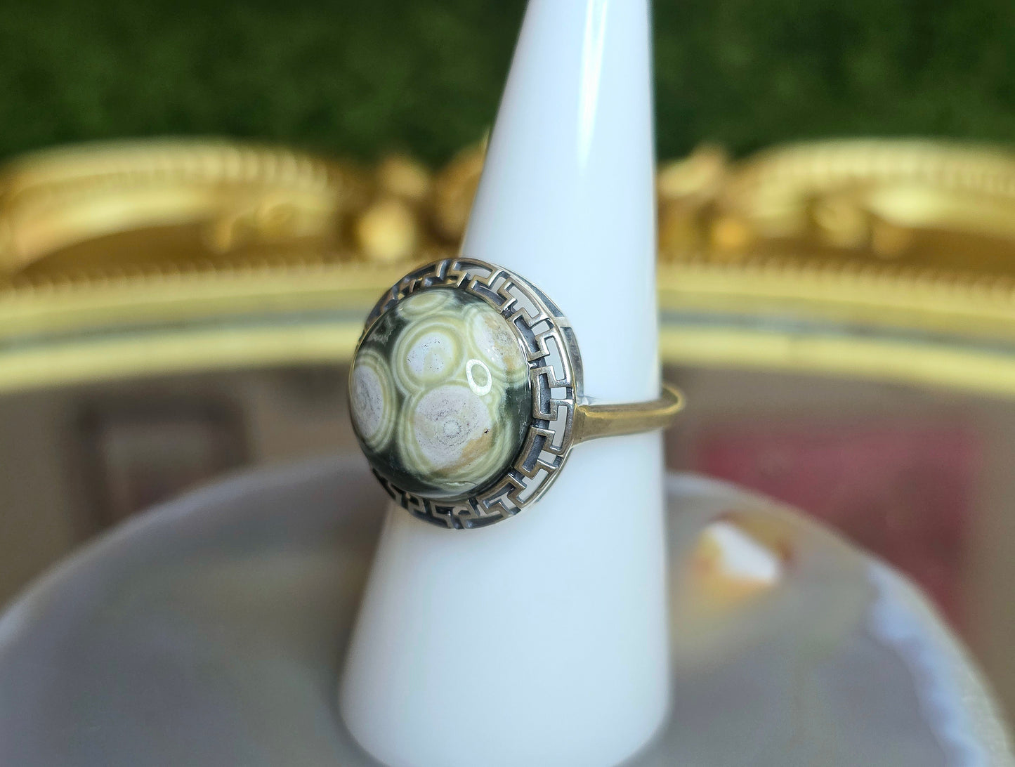 Orbicular Sea Jasper Ring B