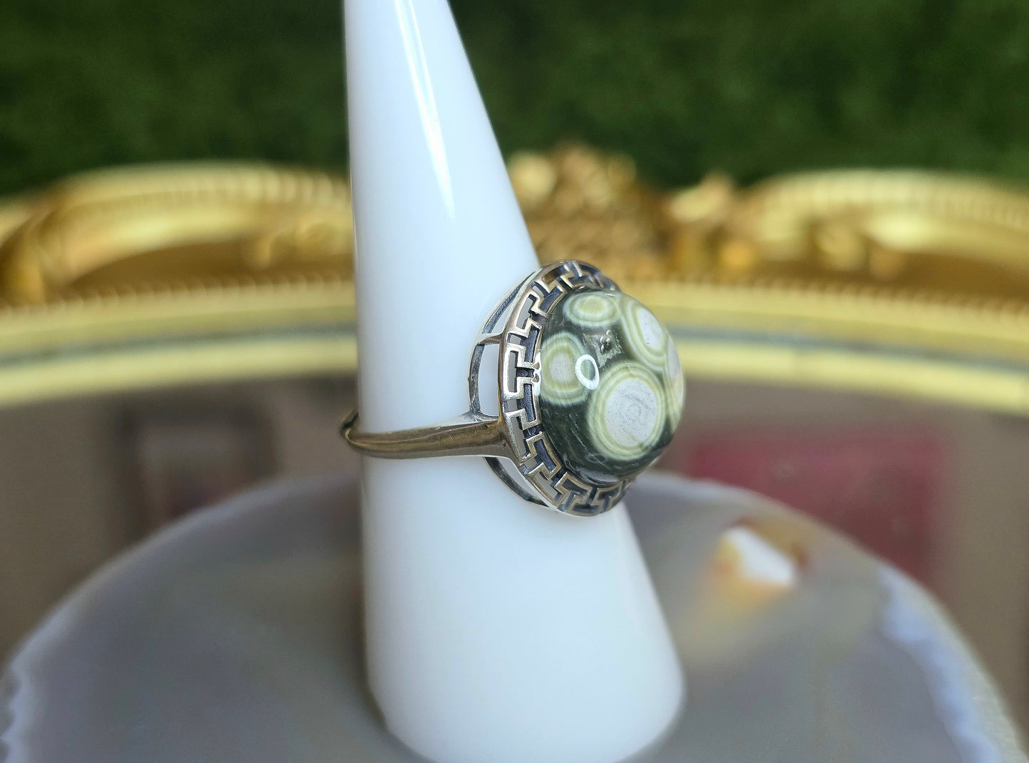Orbicular Sea Jasper Ring B