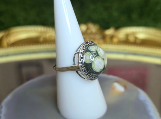 Orbicular Sea Jasper Ring B