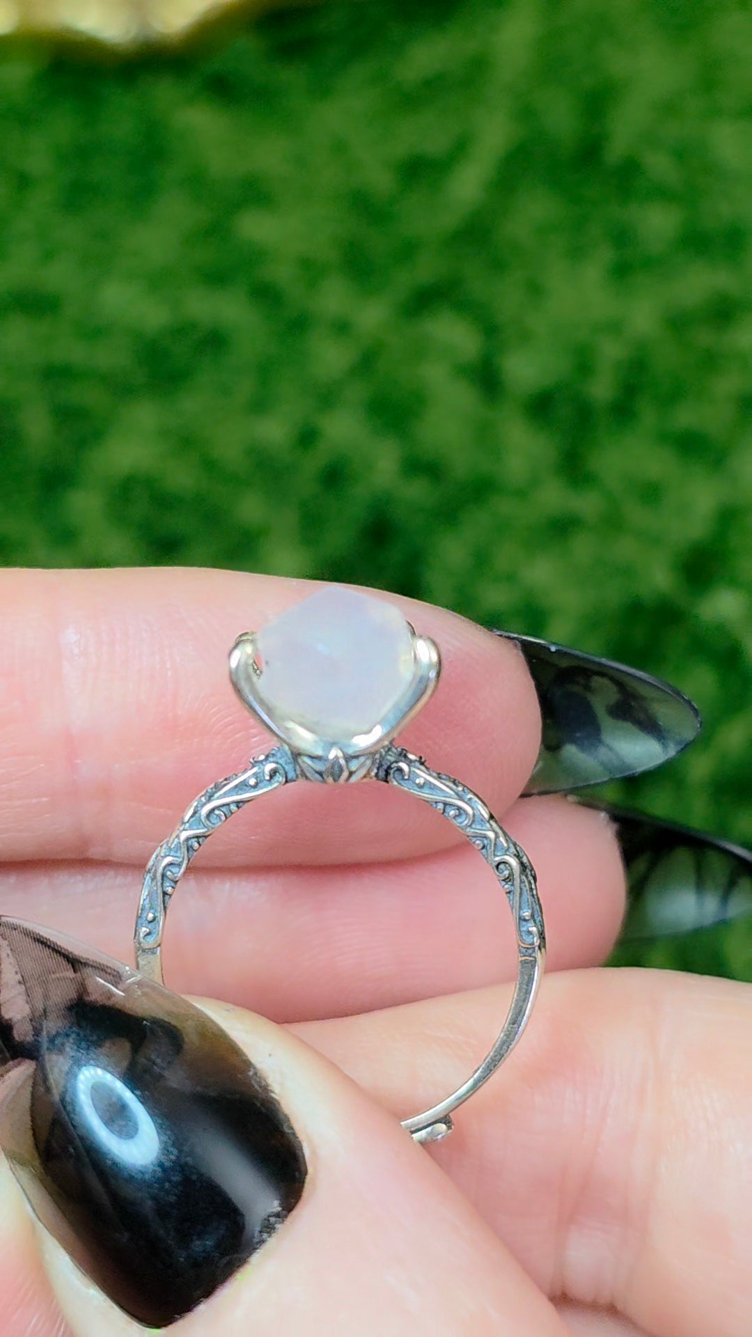 Blue Needle Quartz Double Point Ring