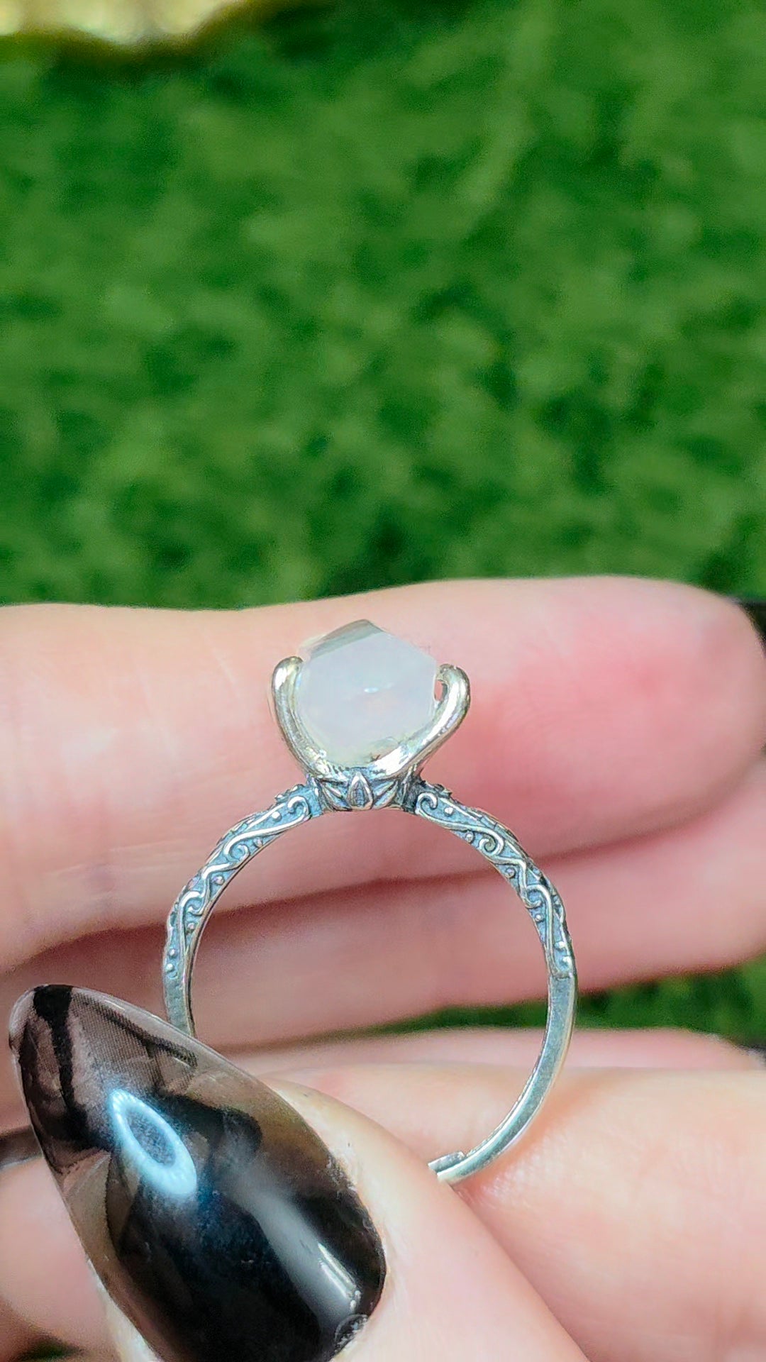 Blue Needle Quartz Double Point Ring