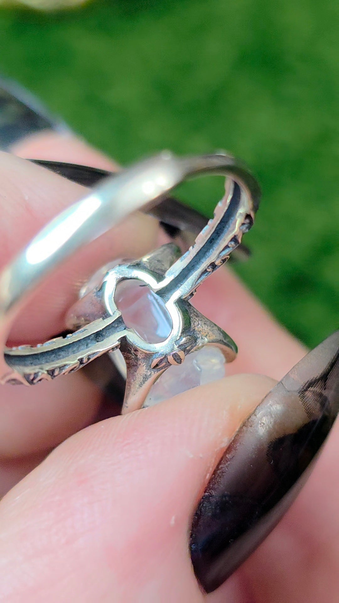 Blue Needle Quartz Double Point Ring