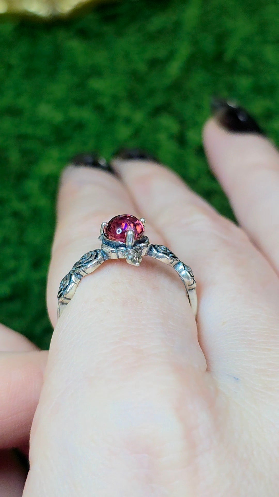 Pink Tourmaline Rose and Dagger Ring