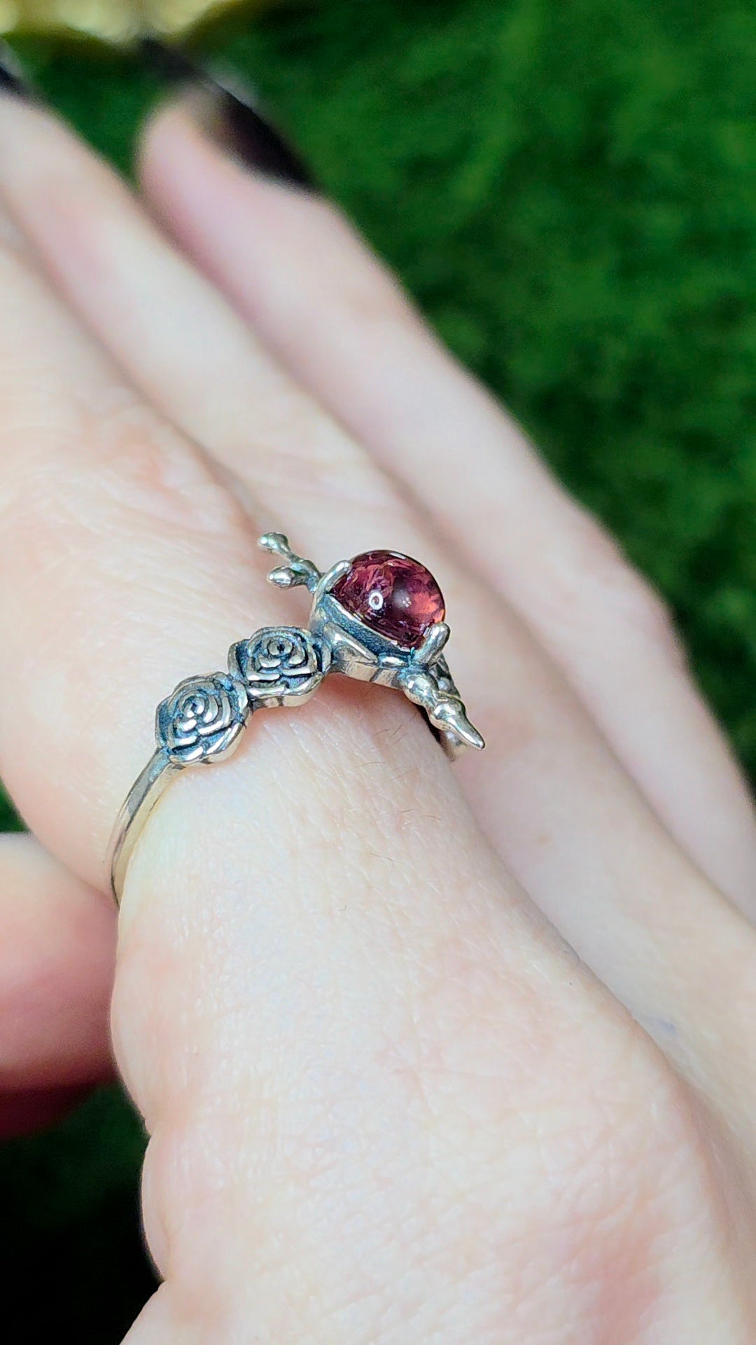 Pink Tourmaline Rose and Dagger Ring
