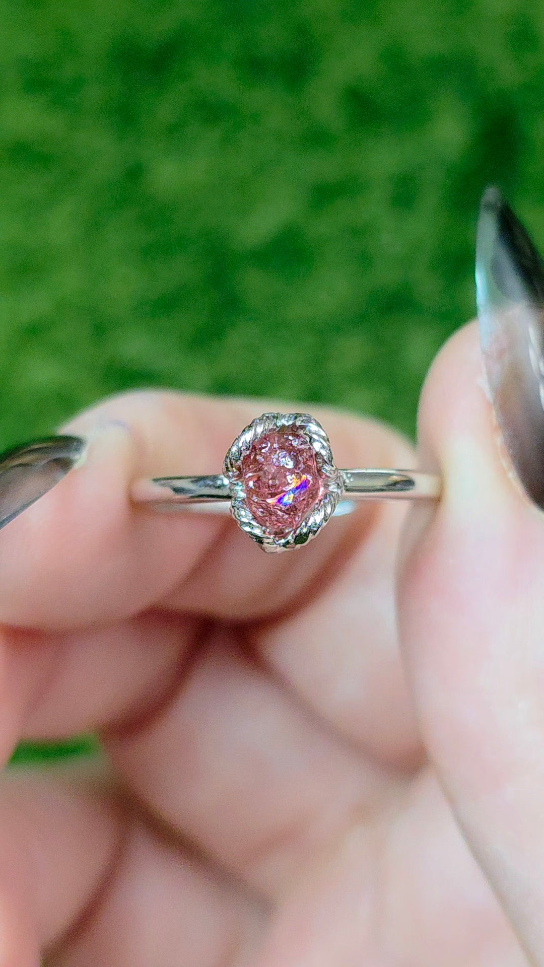 Pink Tourmaline Raw Stone Ring