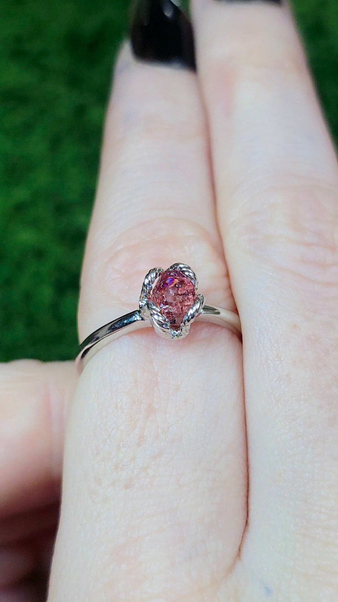 Pink Tourmaline Raw Stone Ring