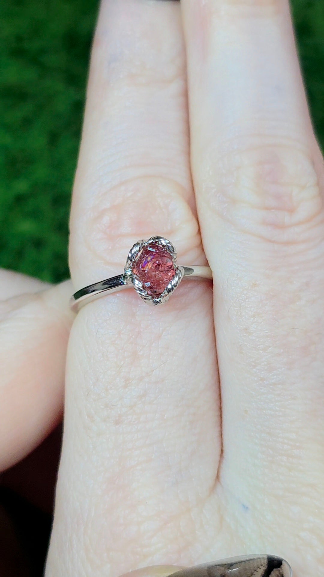 Pink Tourmaline Raw Stone Ring