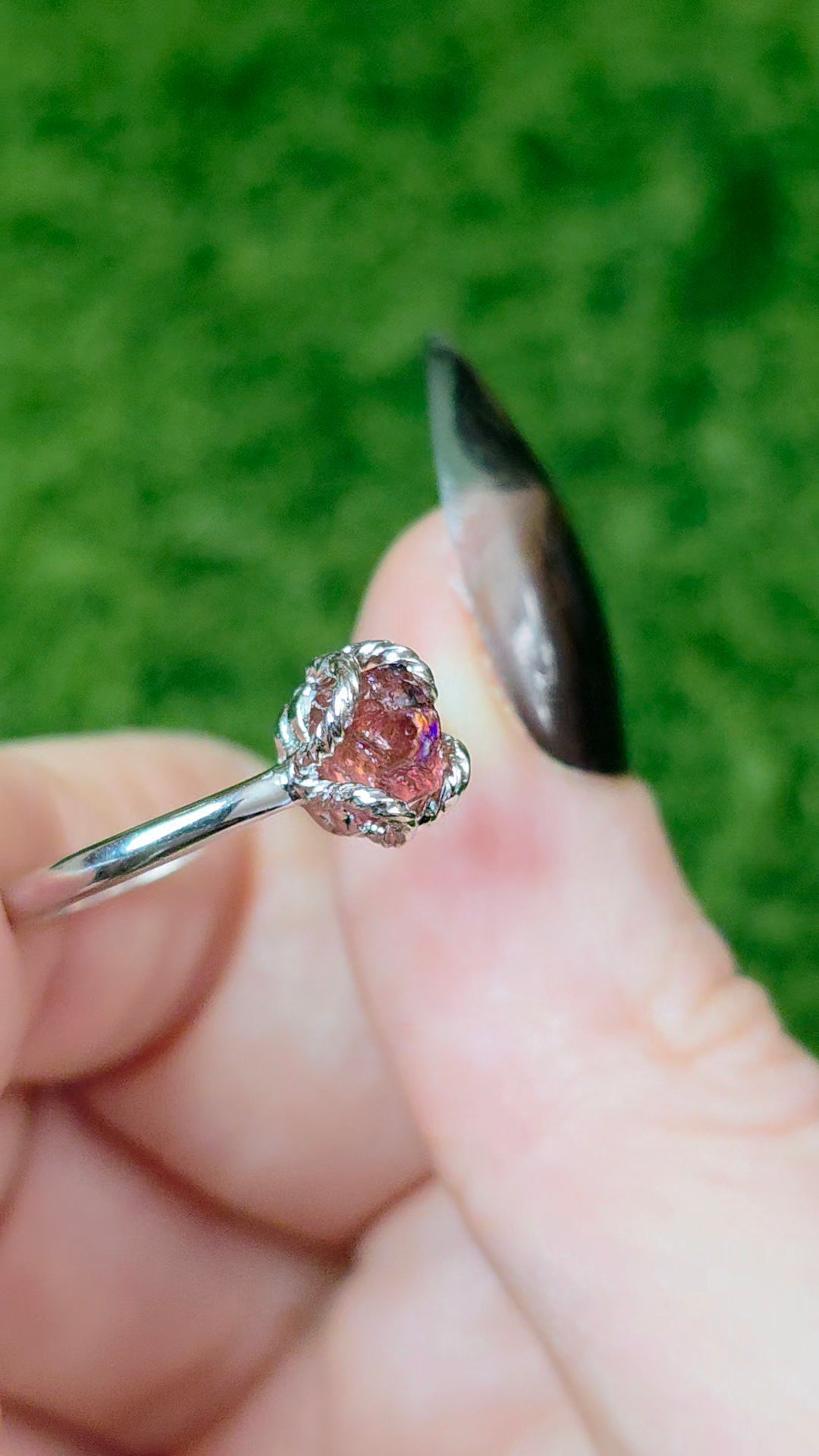 Pink Tourmaline Raw Stone Ring