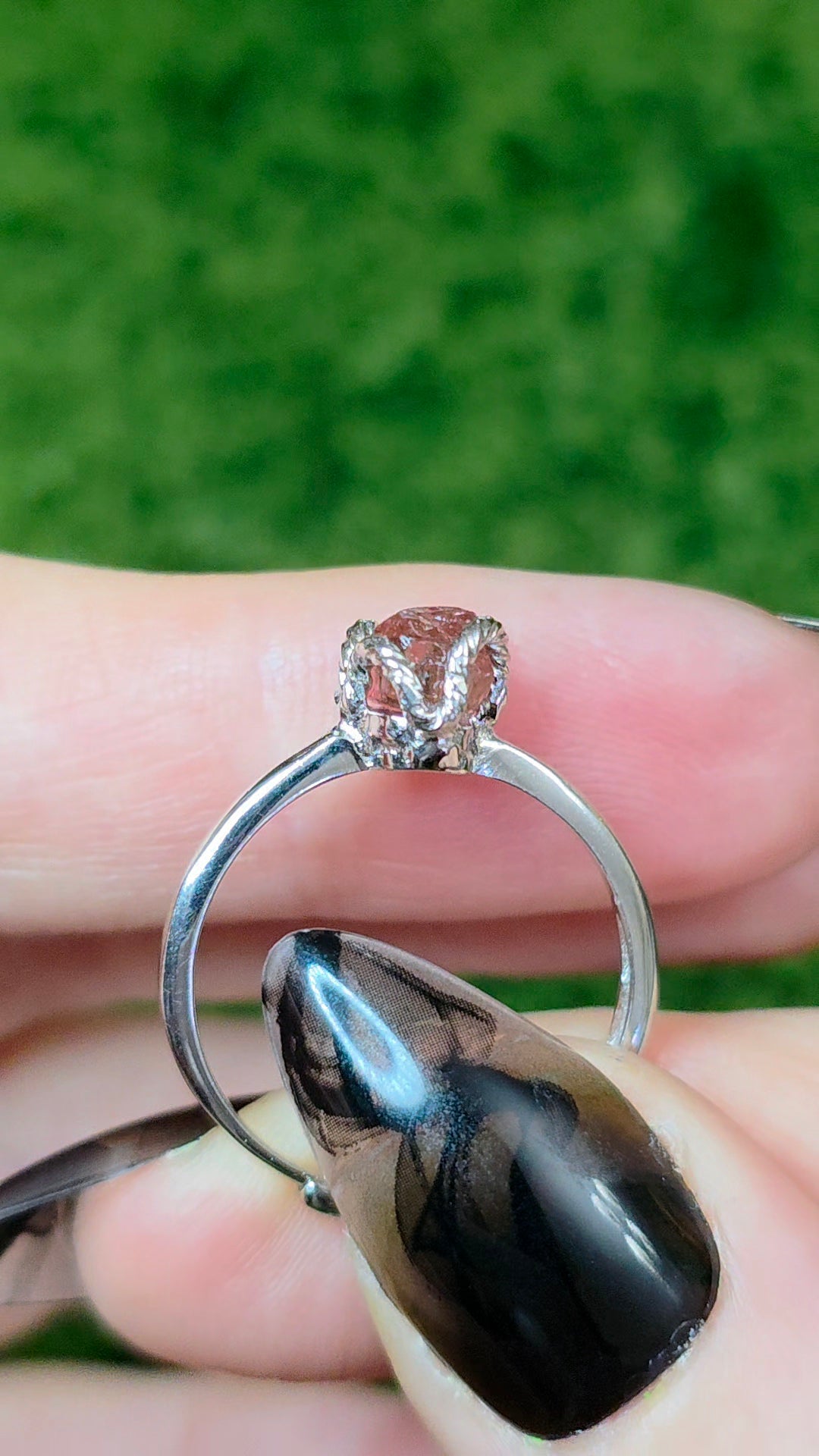 Pink Tourmaline Raw Stone Ring