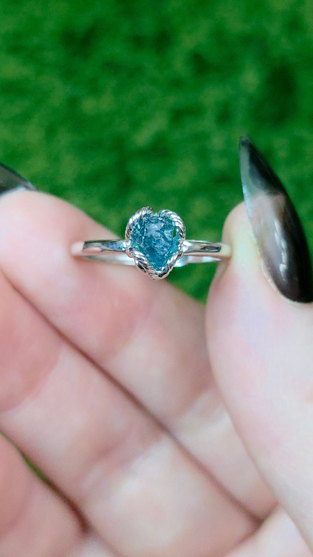 Blue Tourmaline Raw Stone Ring