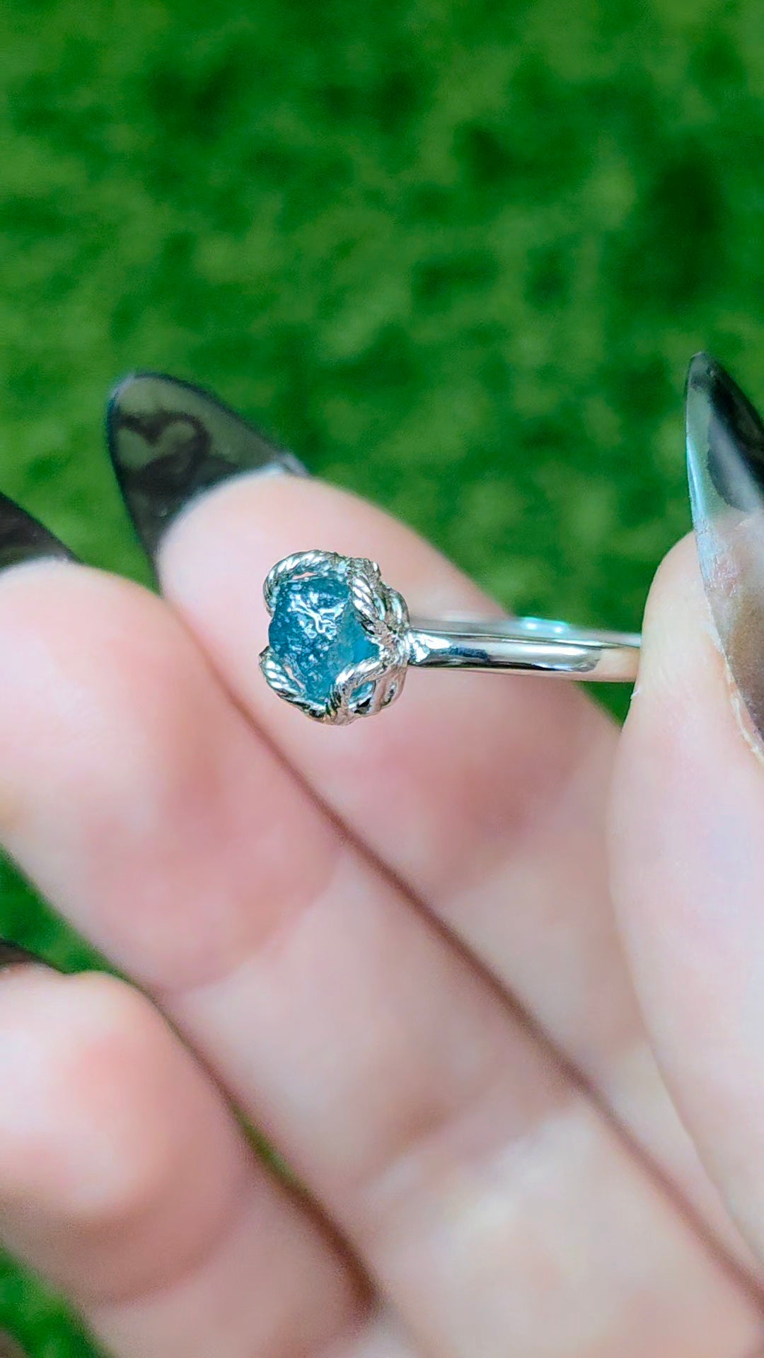 Blue Tourmaline Raw Stone Ring