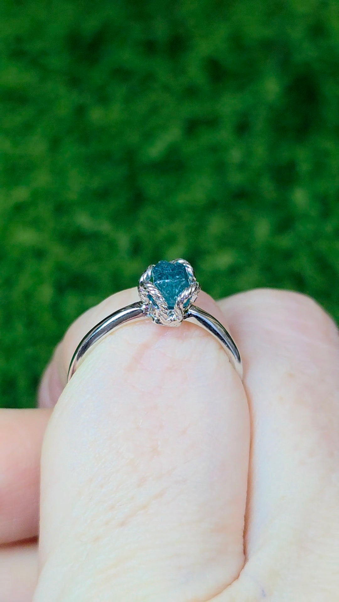Blue Tourmaline Raw Stone Ring