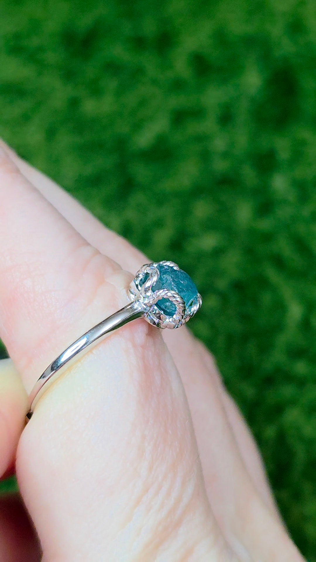 Blue Tourmaline Raw Stone Ring
