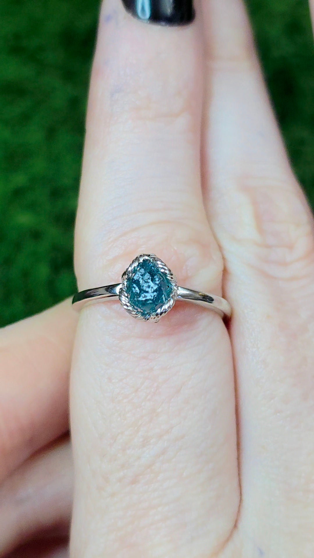 Blue Tourmaline Raw Stone Ring