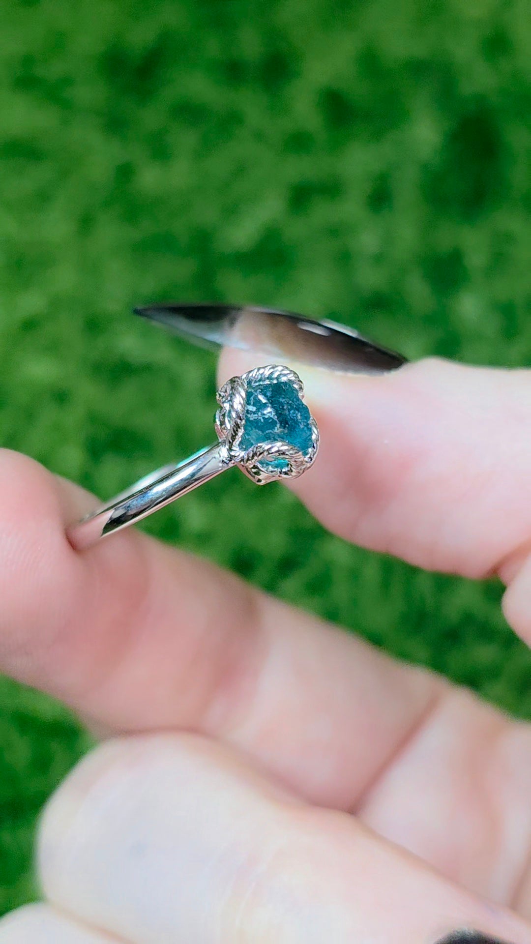 Blue Tourmaline Raw Stone Ring