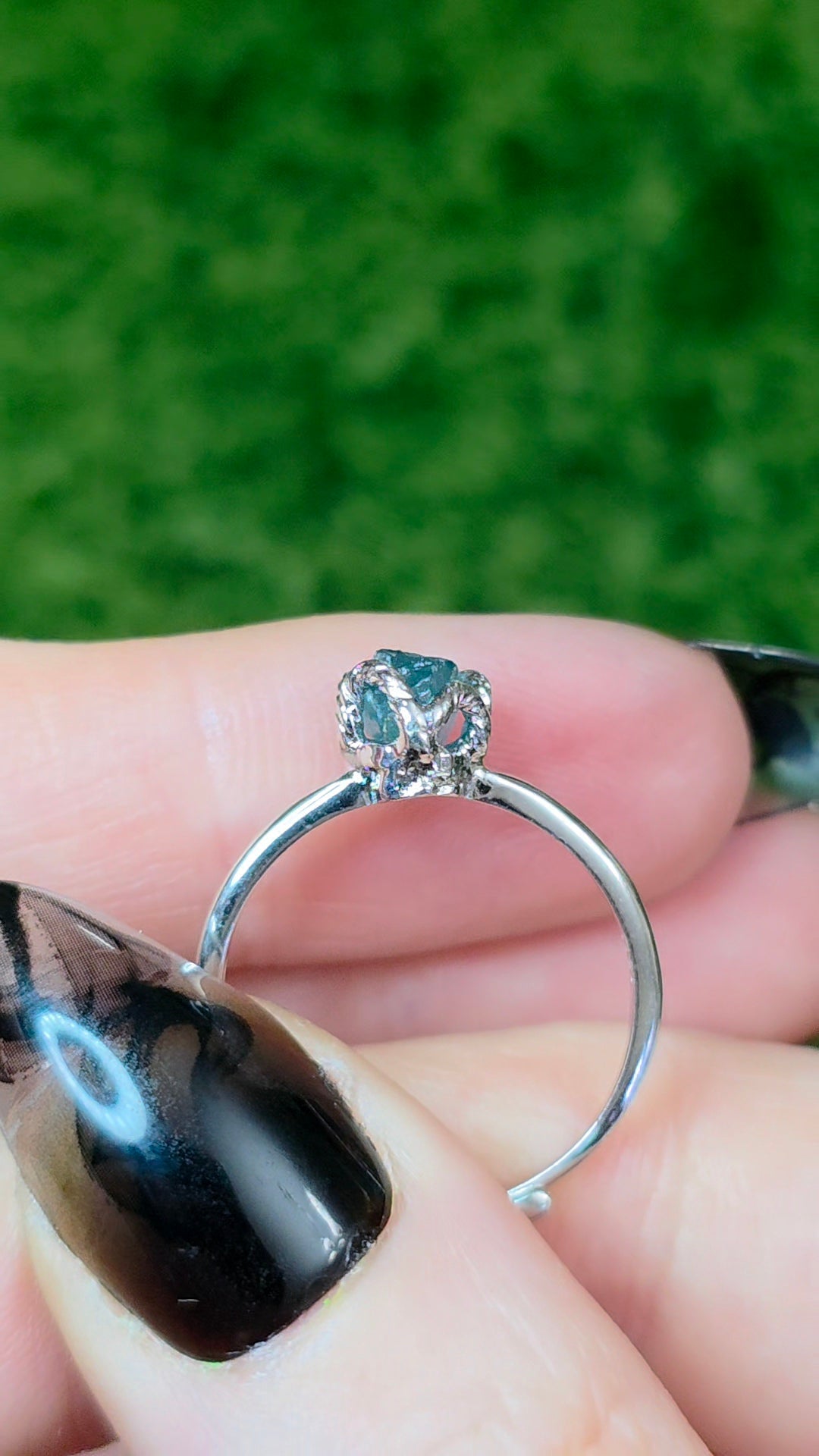 Blue Tourmaline Raw Stone Ring