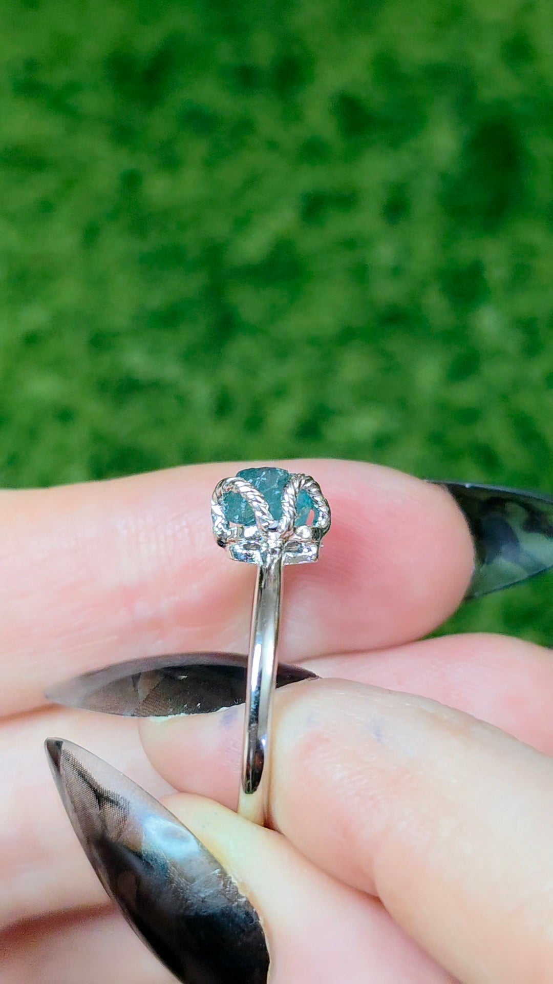 Blue Tourmaline Raw Stone Ring